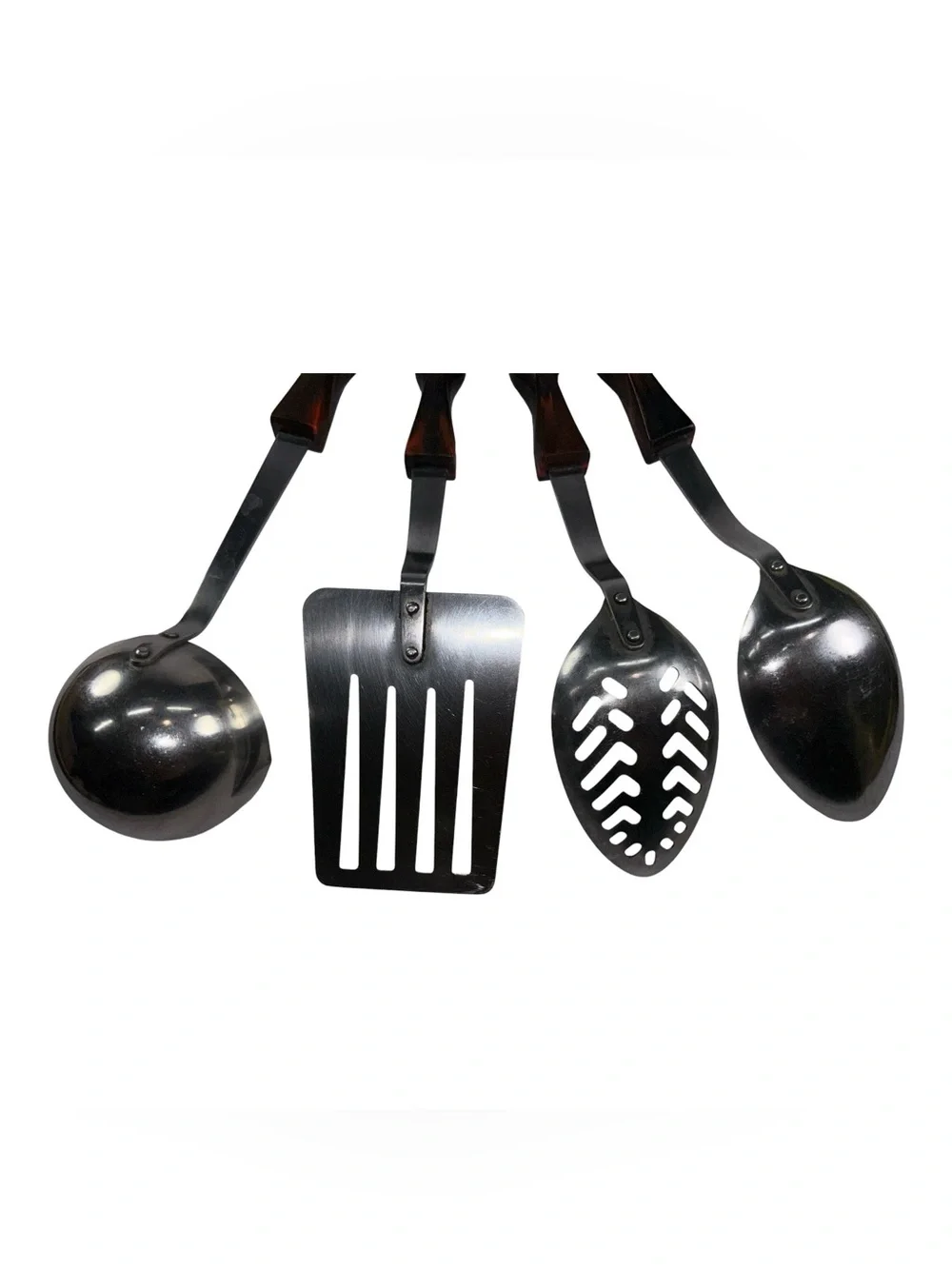 CUTCO 4 Pc Utensil Set Classic Swirl Brown Vintage Spatula Slotted Spoon Ladel